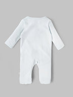 Popees Baby Unisex Cotton Footed Sleepsuit, Full Sleeve Light Blue Baby Grow with Snap Buttons |Tiny Baby, Newborn to 6 Months