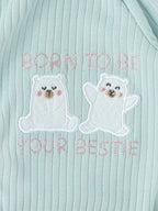 Popees Unisex Baby Ribbed Cotton Full Sleeve Footed Sleepsuit with Snap Button Closure & Bear Embroidery (NB–9 Months)