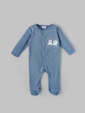 Popees Unisex Baby Ribbed Cotton Full Sleeve Footed Sleepsuit| NB–9 Months