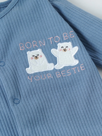 Popees Cute Printed Full Sleeves Sleepsuit with Front Snap Buttons(0–9 Months)for Babies