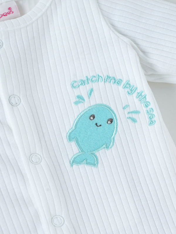 Popees Cute Printed Full Sleeves Sleepsuit with Front Snap Buttons  (0–9 Months)for Babies