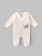 Popees Baby Unisex Soft & Comfy Full Sleeve Footed Romper with Front Button Closure | 0–6 Months