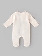 Popees Baby Unisex Soft & Comfy Full Sleeve Footed Romper with Front Button Closure | 0–6 Months