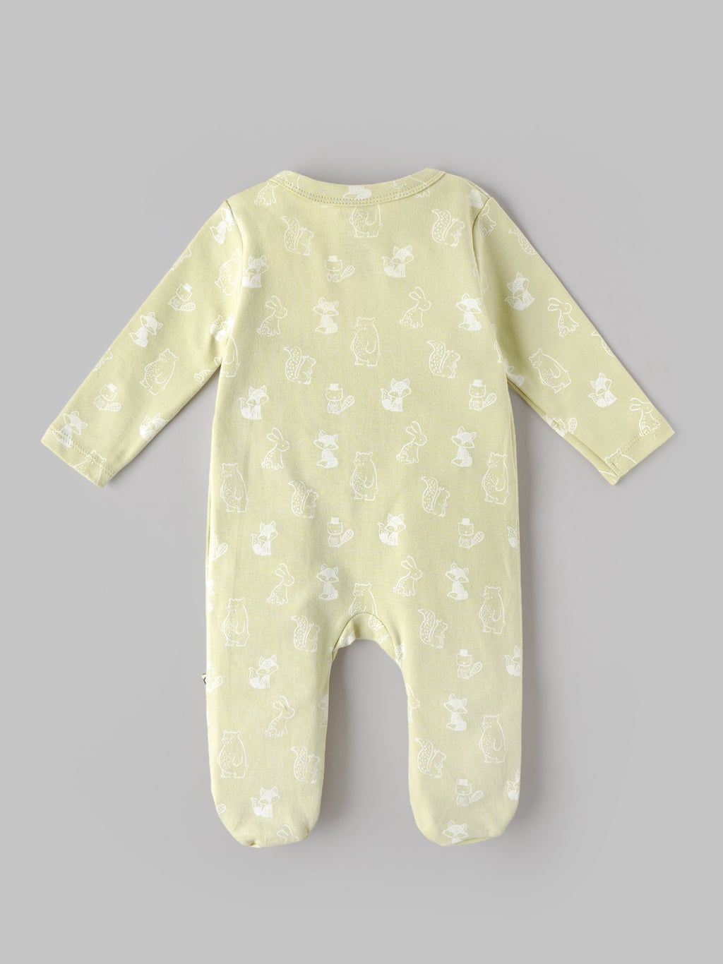 Popees Baby Unisex Soft Full Sleeve Printed Footed Romper | Cute Animal Print Baby Sleepsuit| NB–6 Months|