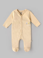 Popees Baby Unisex Soft & Comfy Full Sleeve Footed Romper with Front Button Closure | Print |0–6 Months|