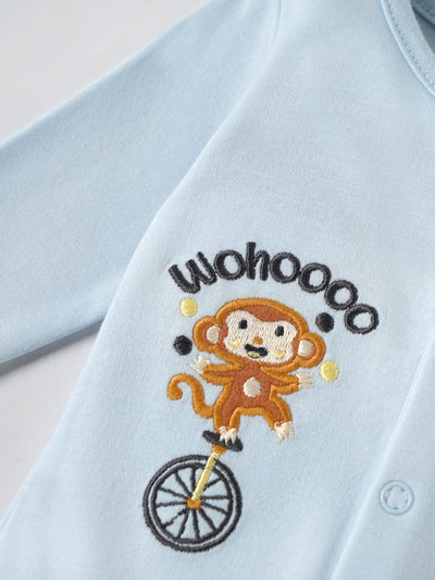 Popees Unisex Full-Sleeve Front Open Sleepsuit (0-6 Months) Made of Organic Bamboo Cotton Fabric