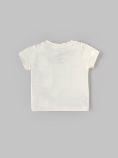 Popees Baby Unisex Cotton Half Sleeve T-Shirt| Off White| Newborn To 9 Months