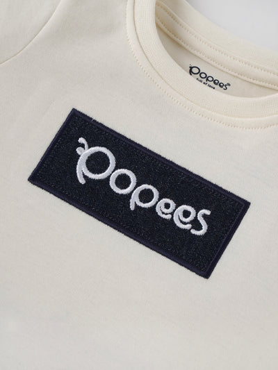 Popees Baby Unisex Cotton Half Sleeve T-Shirt| Off White| Newborn To 9 Months