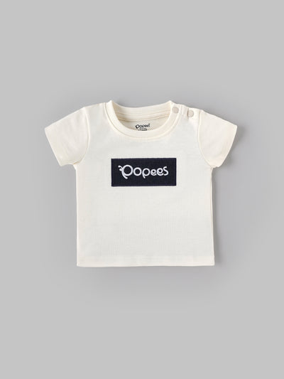 Popees Baby Unisex Cotton Half Sleeve T-Shirt| Off White| Newborn To 9 Months