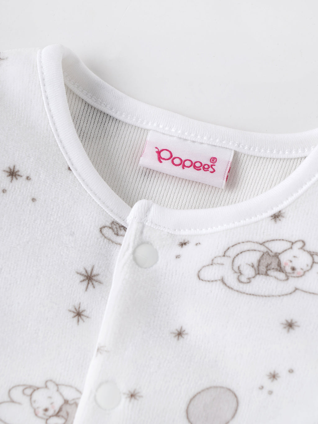 Popees Baby Unisex Printed Cotton Sleepsuit with Footed Design| White| Tiny Baby to 6 Months