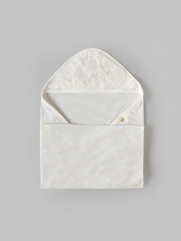 Popeesopees Soft Cotton Hooded Baby Towel with Embroidery for Newborns