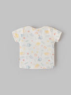 Popees Baby Short Sleeves Cotton Top| Off White| Tiny Baby To 6 Months