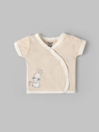 Popees Infant Unisex Cotton Wrap Top| Beige| Tiny Baby, Newborn -9 Months