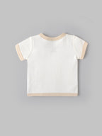 Popees Infant Unisex Short Sleeve Wrap Top| Off-White| Tiny Baby, 0-9 Months