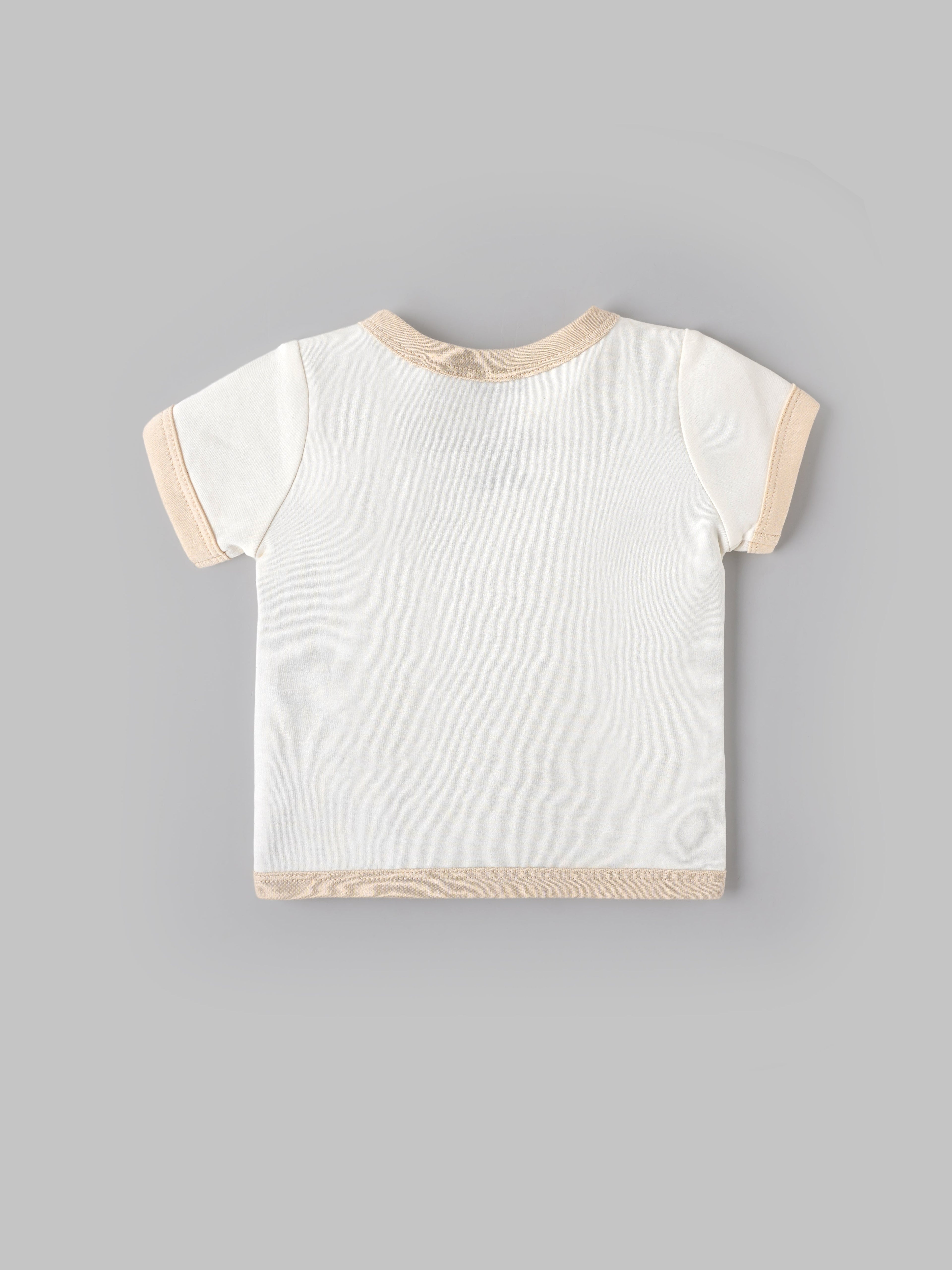 Popees Infant Unisex Short Sleeve Wrap Top| Off-White| Tiny Baby, 0-9 Months