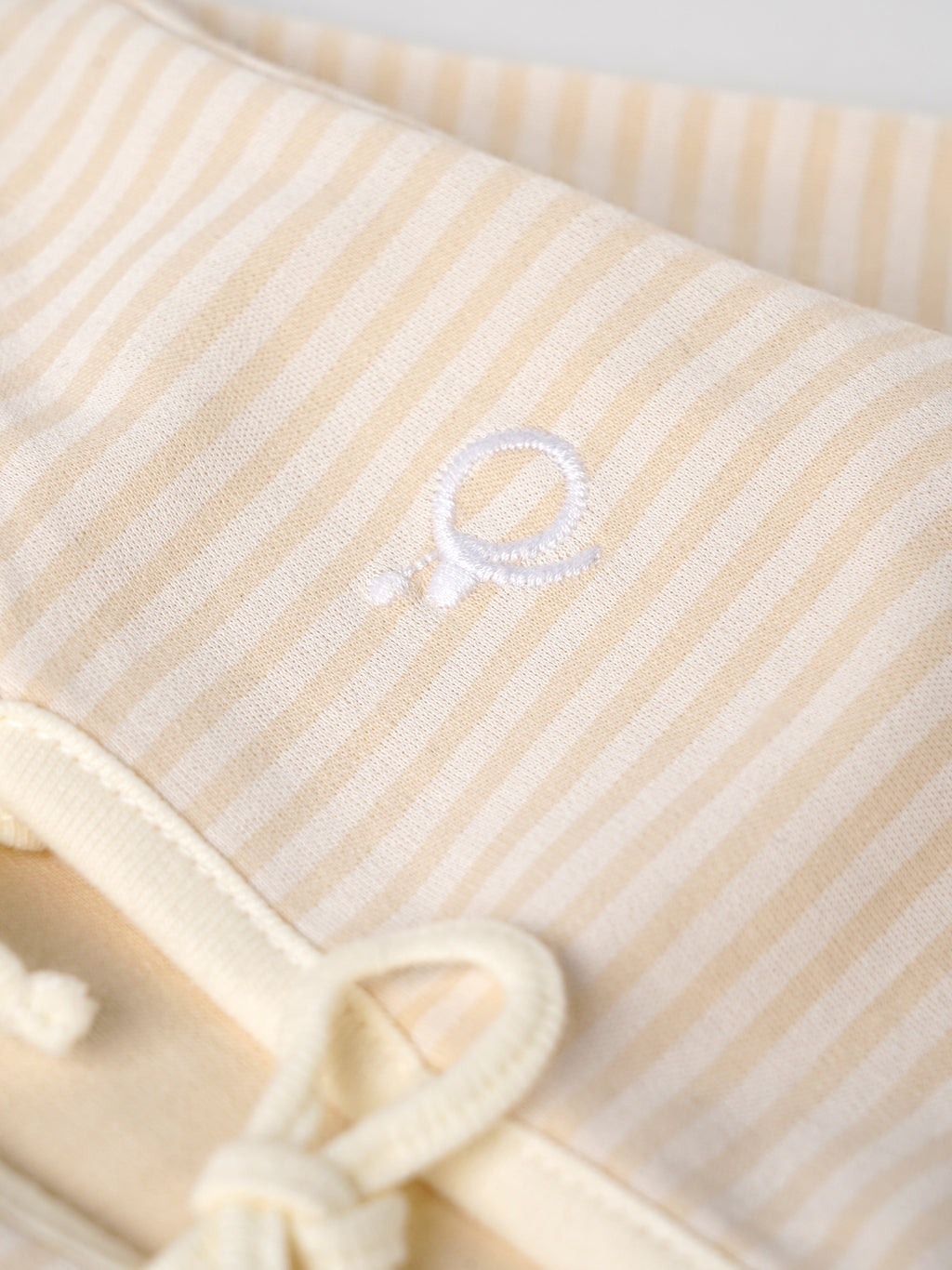 Popees Baby Unisex Striped Cotton Tie-Up Top | Soft Full Sleeve Newborn Wrap Top | Cream | 0–9 Months