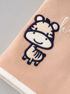 Popees Baby Unisex Peach Wrap Style Top with Cute Zebra Embroidery & Tie-Up Closure | 0-9 Months