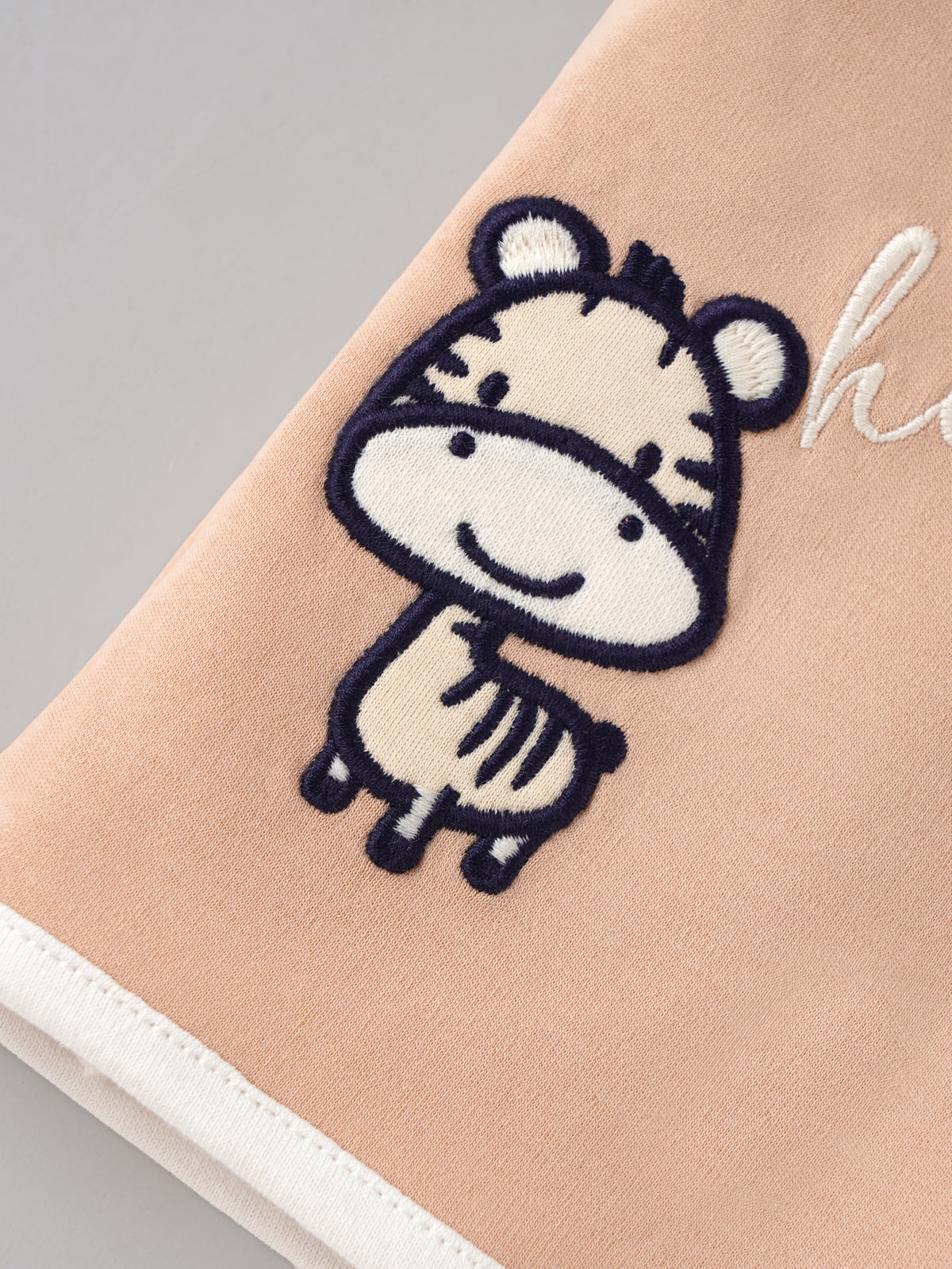 Popees Baby Unisex Peach Wrap Style Top with Cute Zebra Embroidery & Tie-Up Closure | 0-9 Months