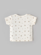 Popees Baby Unisex Cream Printed Half Sleeve T-Shirt | Cute Heart Print Top| 0-9 Months