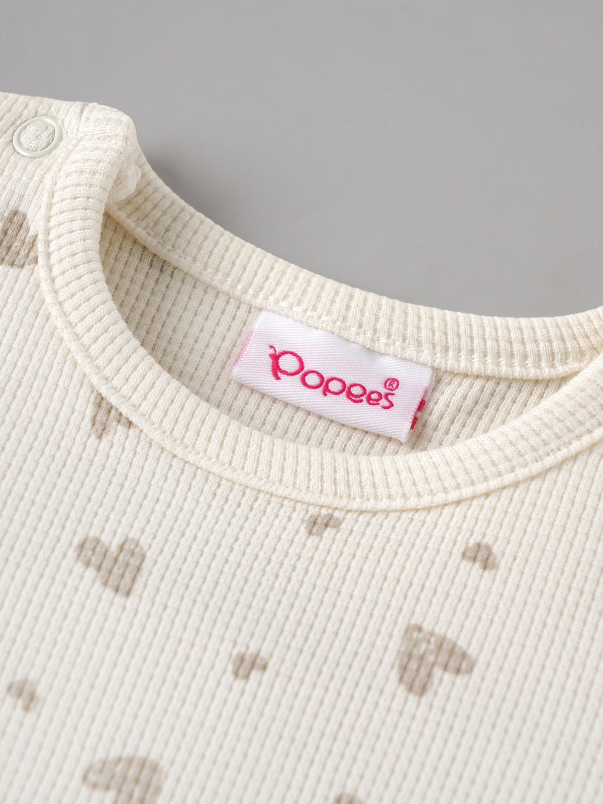 Popees Baby Unisex Cream Printed Half Sleeve T-Shirt | Cute Heart Print Top| 0-9 Months