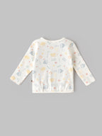 Popees Baby Unisex white Printed Half Sleeve Top | All over Print Top| NB-6 Months