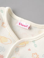 Popees Baby Unisex white Printed Half Sleeve Top | All over Print Top| NB-6 Months