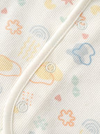 Popees Baby Unisex white Printed Half Sleeve Top | All over Print Top| NB-6 Months