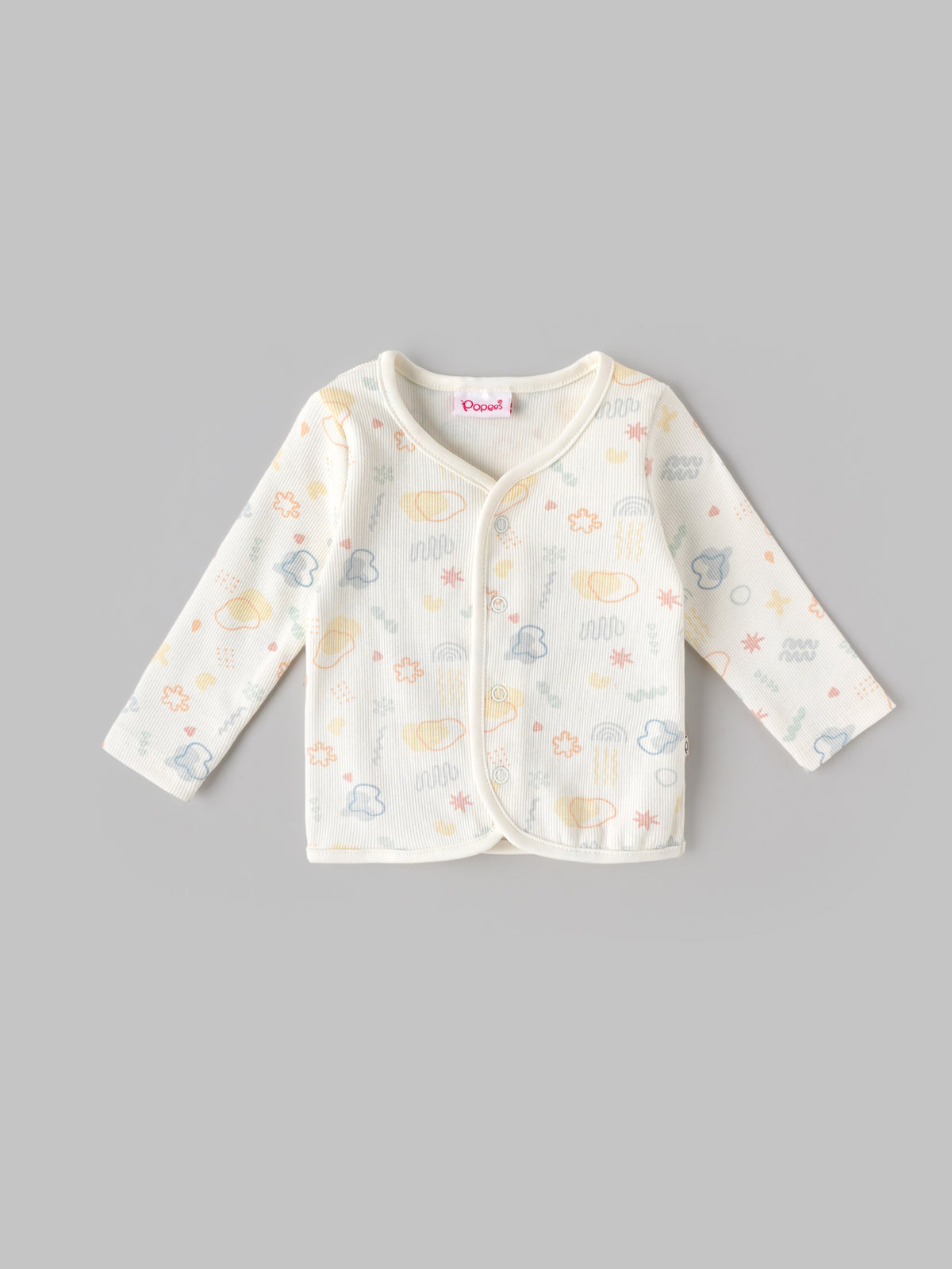 Popees Baby Unisex white Printed Half Sleeve Top | All over Print Top| NB-6 Months