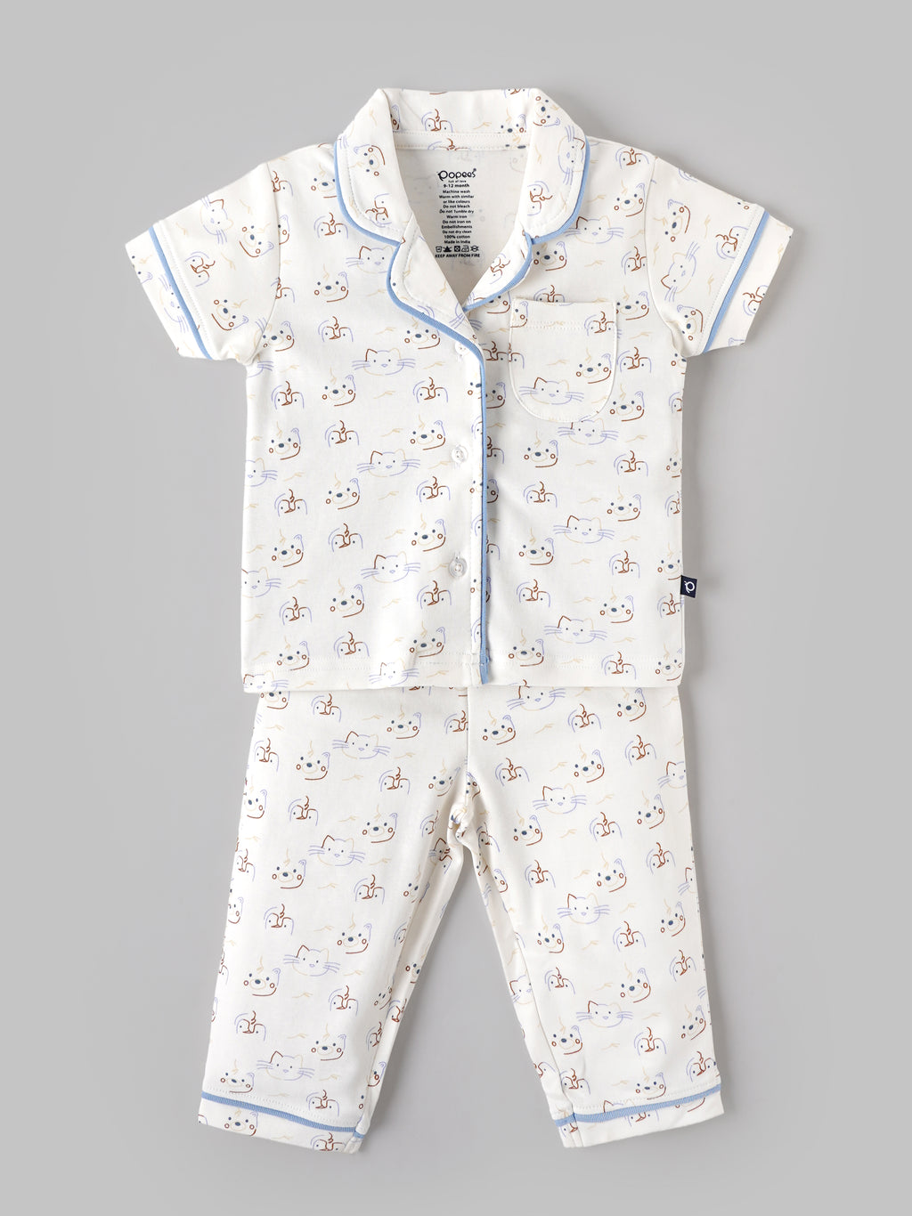 Popees Baby Boys Cotton Night Suit Set | Printed Half Sleeve Shirt & Full Length Pyjama Co-ord Set | 9 Months 4 Years
