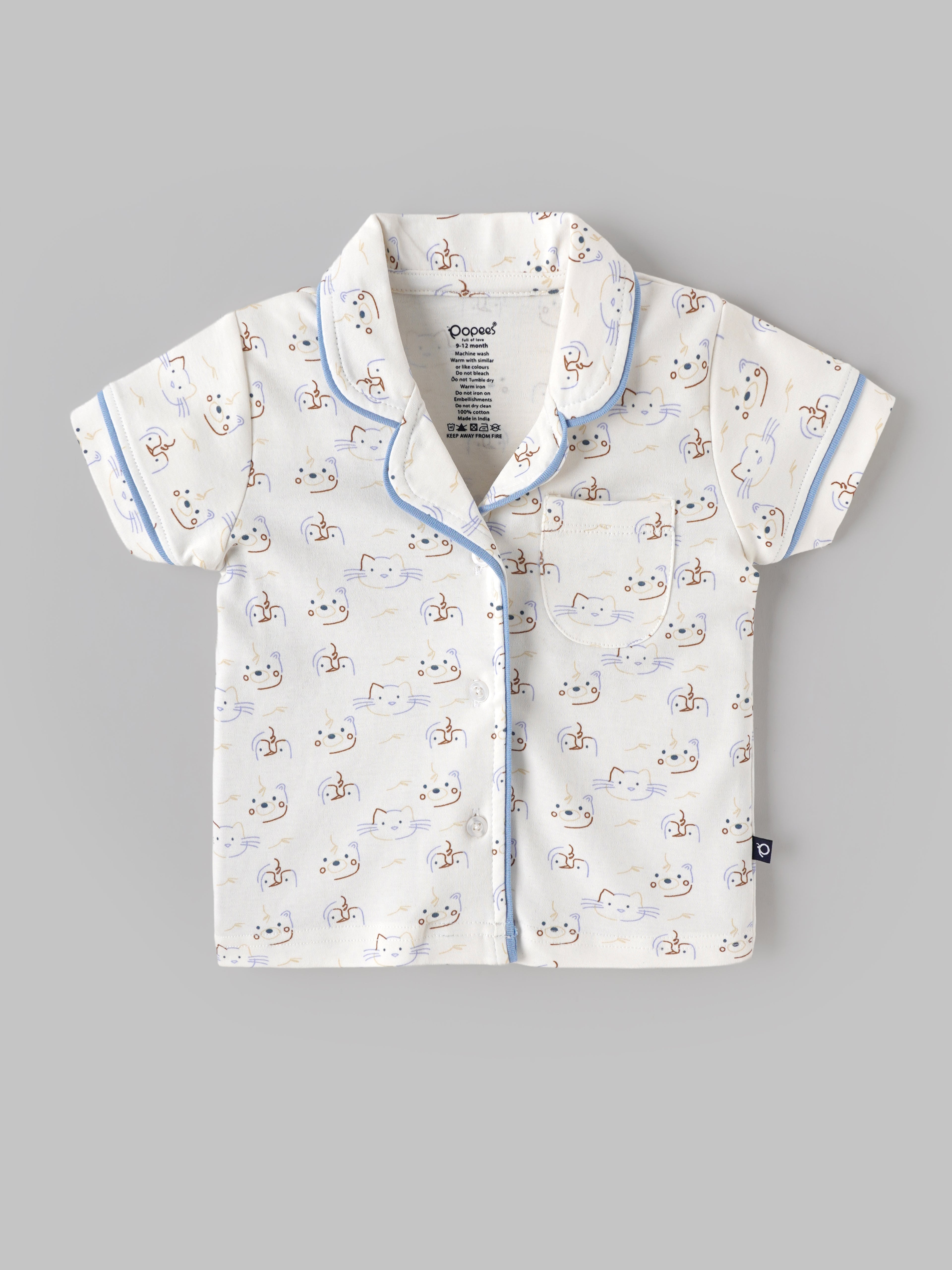 Popees Baby Boys Cotton Night Suit Set | Printed Half Sleeve Shirt & Full Length Pyjama Co-ord Set | 9 Months 4 Years