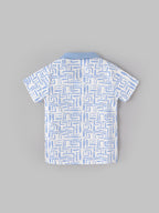 Popees Baby Boys Printed Polo T-Shirt | Sky Blue | Soft Cotton Collared Tee | 9 Months- 4 Years