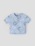 Popees Baby Boys Printed Cotton Henley T-Shirt|Light Blue Short Sleeve Top with Pocket (9 Months–4 Years)