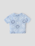 Popees Baby Boys Printed Cotton Henley T-Shirt|Light Blue Short Sleeve Top with Pocket (9 Months–4 Years)