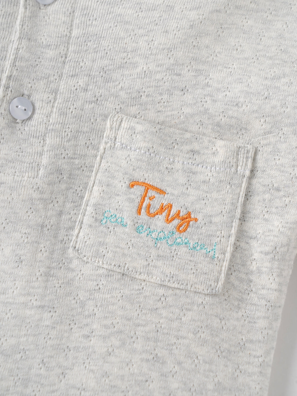 Popees Baby Boys Light Grey Textured Cotton T-Shirt with Embroidered Back Print| 9 Months–4 Years