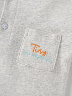 Popees Baby Boys Light Grey Textured Cotton T-Shirt with Embroidered Back Print| 9 Months–4 Years