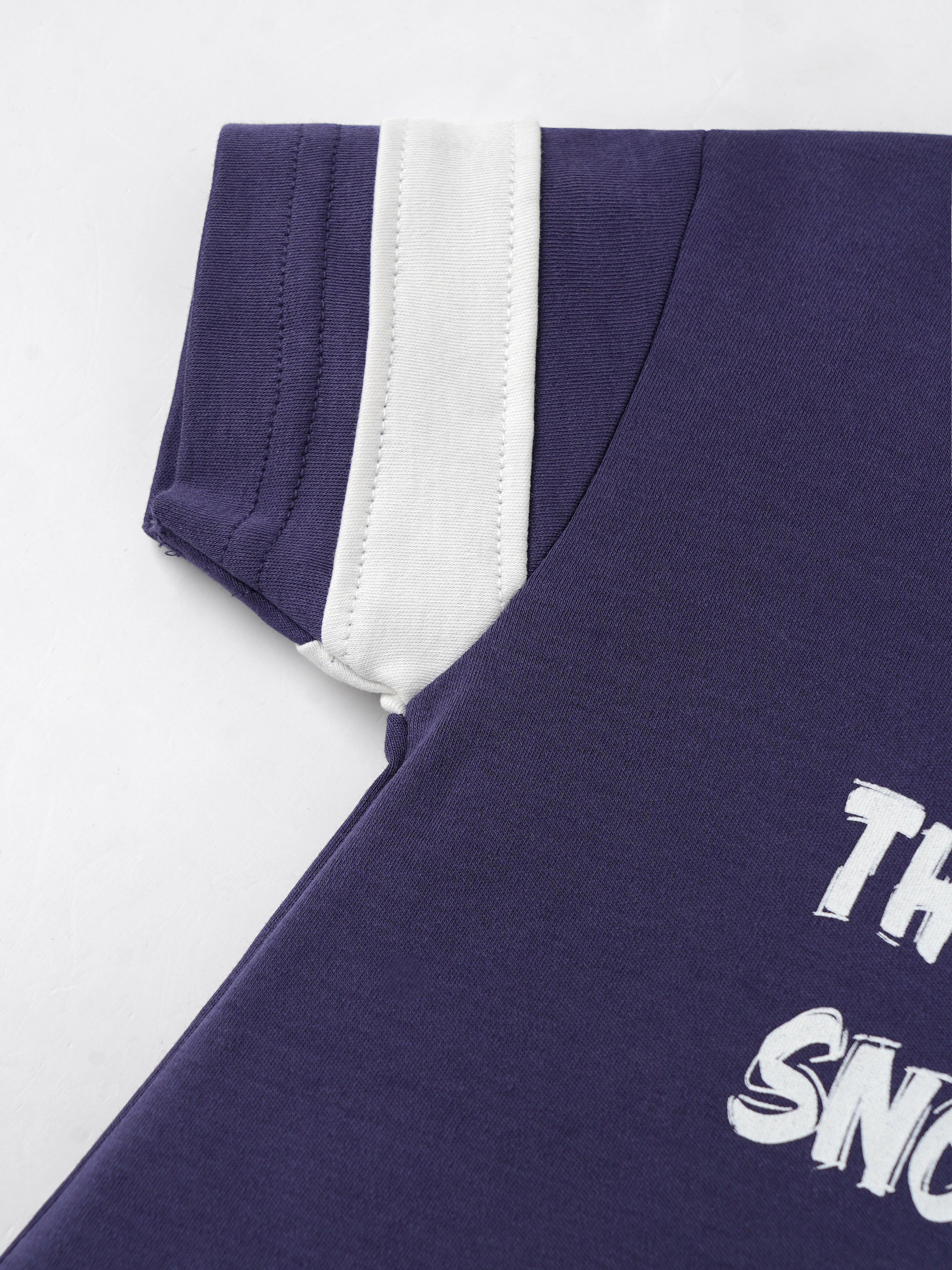 Popees Baby Boys Printed T-Shirt| Purple with Contrast Sleeve| 9 Months To 4 Years