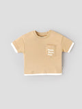 Popees Baby Boys Printed Pocket T-Shirt| Beige| 9 Months To 4 Years
