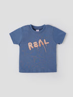 Popees Boys Blue Cotton T-Shirt |Soft Breathable Casual Round Neck Top| 9 Months–4 Years