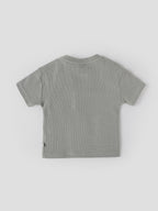 Popees Baby Boys Sage Green Waffle Cotton Henley T-Shirt |Embroidered Patch Short Sleeve Top |9 Months–4 Years
