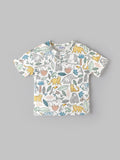 Popees Baby Boys Jungle Animal Print Short Sleeve Cotton Henley T-Shirt| Multi-Color| 9 Months to 4 Years
