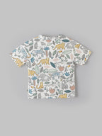 Popees Baby Boys Jungle Animal Print Short Sleeve Cotton Henley T-Shirt| Multi-Color| 9 Months to 4 Years
