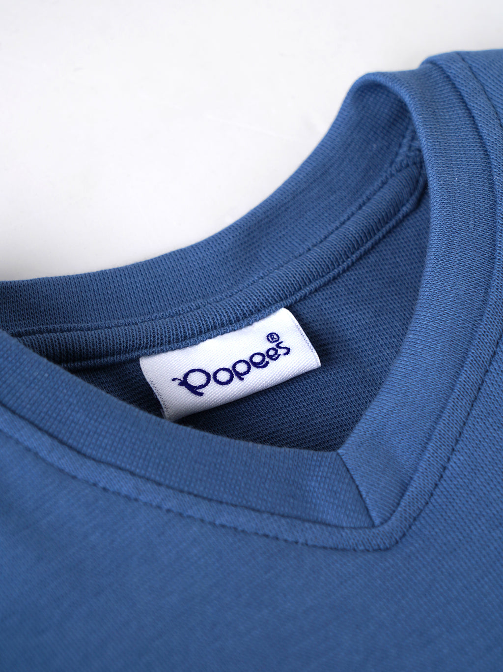 Popees Baby Boys Cotton T-Shirt | Blue Elephant Embroidery V-Neck Tee | 9 Month - 4 Year
