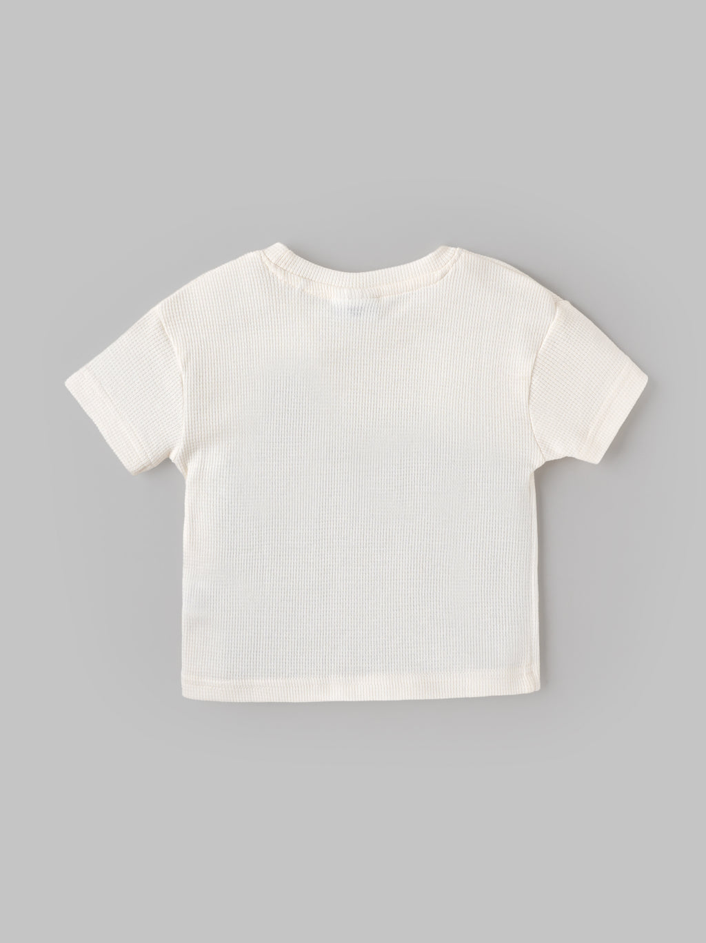 Popees Baby Boys Cream Textured Half Sleeve T-Shirt with Printed Pocket | Casual Wear| 9 Month - 4 Year