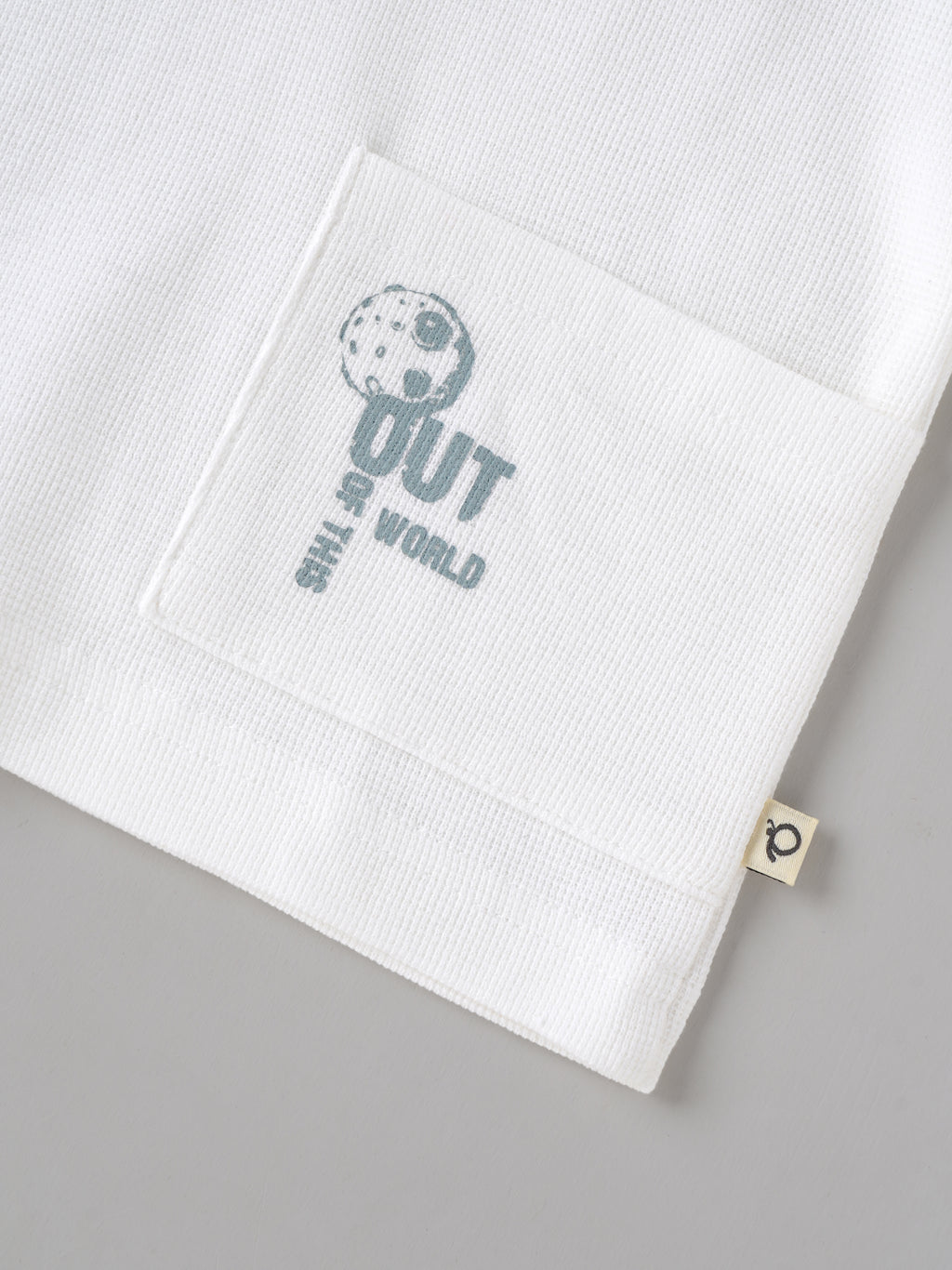 Popees Baby Boys White Textured Short Sleeve T-Shirt with Printed Pocket Detail | 9 Month - 4 Year