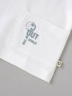 Popees Baby Boys White Textured Short Sleeve T-Shirt with Printed Pocket Detail | 9 Month - 4 Year