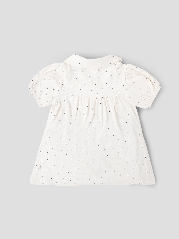 Popees Baby Girls Heart Print Cotton Dress| 9 Months to 4 Years