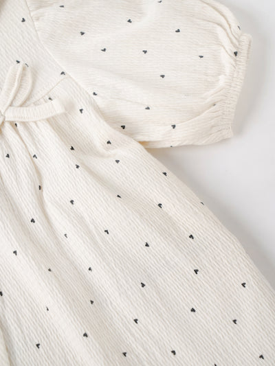 Popees Baby Girls Heart Print Cotton Dress| 9 Months to 4 Years