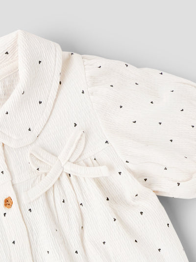 Popees Baby Girls Heart Print Cotton Dress| 9 Months to 4 Years