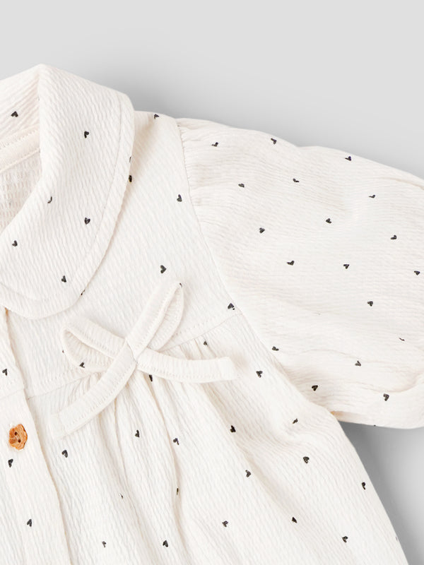 Popees Baby Girls Heart Print Cotton Dress| 9 Months to 4 Years