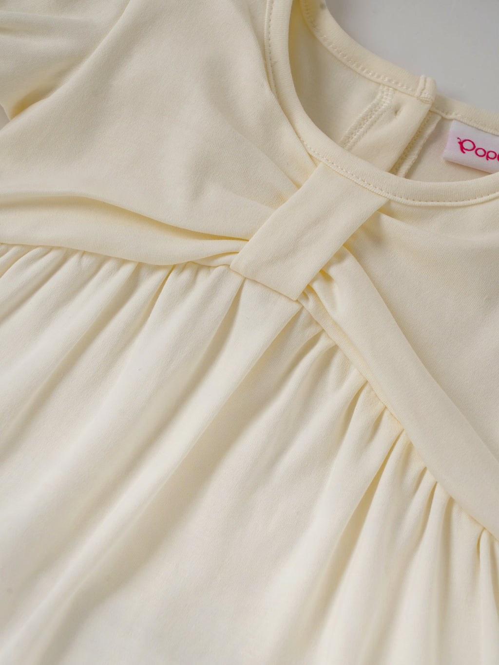 Popees Baby Girls Soft Cotton Puff Sleeve Gathered Dress with Back Button Closure| 9 Months–4 Years